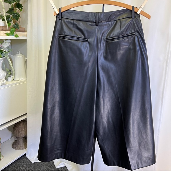 Mango Black Faux-Leather Gaucho Pants - Picture 8 of 16